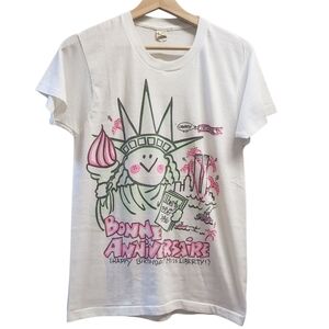 Vintage T Shirt 80s Statue Of Liberty Single Stitch Screen Stars Graffiti Size L